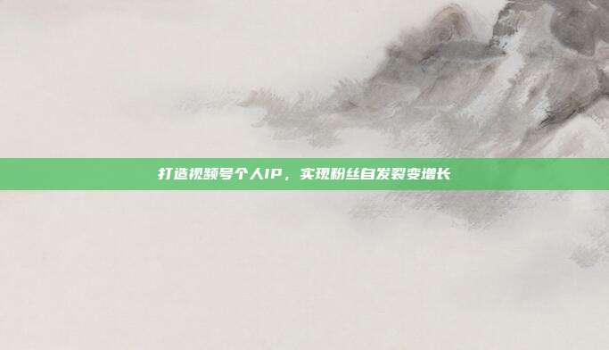 打造视频号个人IP,实现粉丝自发裂变增长