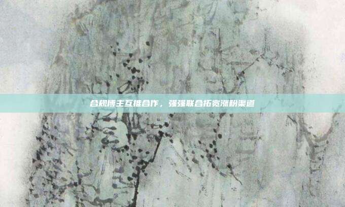 合规博主互推合作，强强联合拓宽涨粉渠道