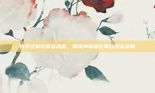 快手泛粉过多互动差,精准内容稳住每日双击点赞