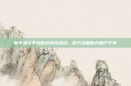 新手参与平台低价扶持活动,官方流量助力用户下单