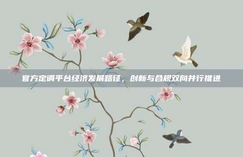 官方定调平台经济发展路径,创新与合规双向并行推进