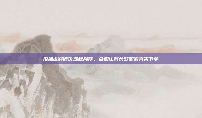 拒绝虚假低价违规操作,合规让利长效积累真实下单
