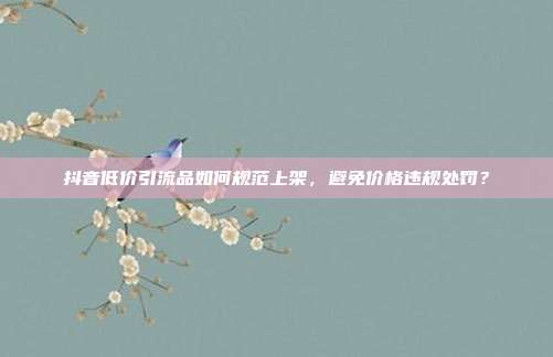 抖音低价引流品如何规范上架，避免价格违规处罚？