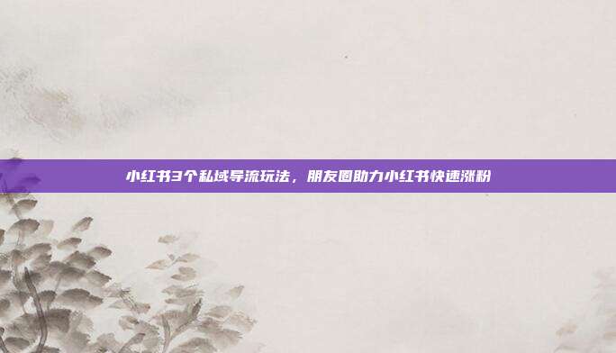 小红书3个私域导流玩法,朋友圈助力小红书快速涨粉