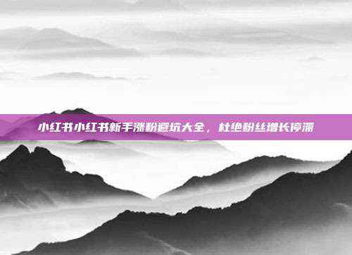小红书小红书新手涨粉避坑大全,杜绝粉丝增长停滞