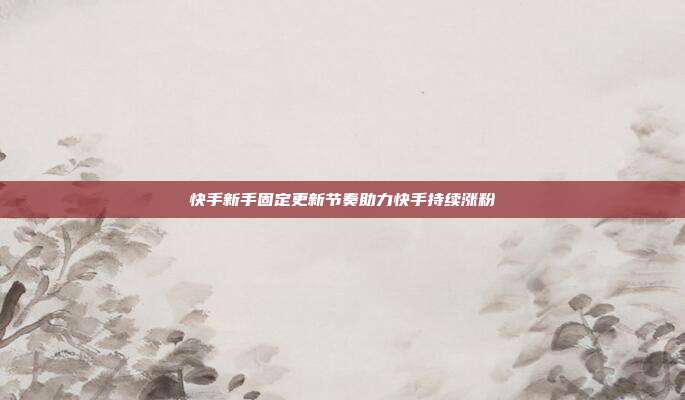 快手新手固定更新节奏助力快手持续涨粉