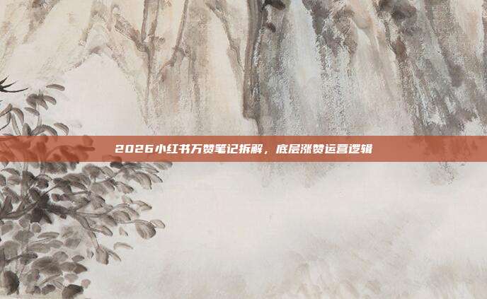 2026小红书万赞笔记拆解,底层涨赞运营逻辑
