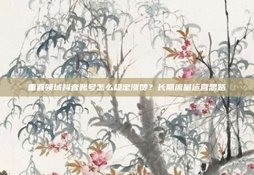 垂直领域抖音账号怎么稳定涨赞?长期流量运营思路