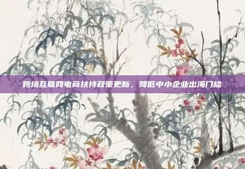 跨境互联网电商扶持政策更新,降低中小企业出海门槛