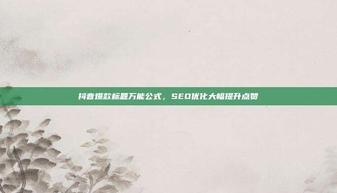 抖音爆款标题万能公式,SEO优化大幅提升点赞