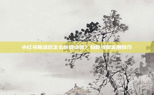 小红书限流后怎么恢复点赞？自救涨赞实用技巧