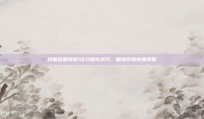 抖音话题标签SEO优化技巧,精准引流快速涨赞