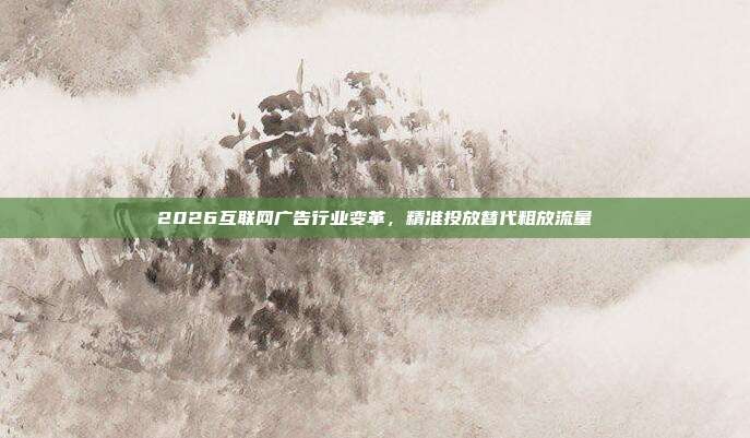 2026互联网广告行业变革，精准投放替代粗放流量
