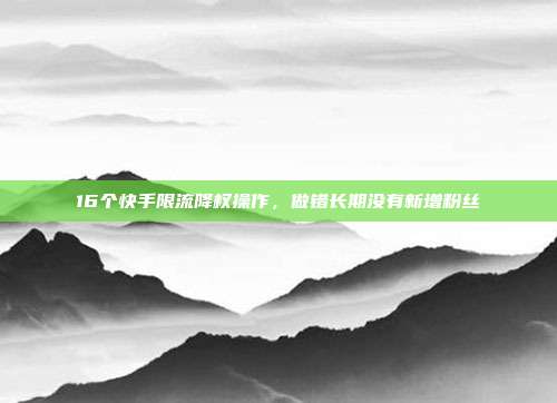 16个快手限流降权操作,做错长期没有新增粉丝