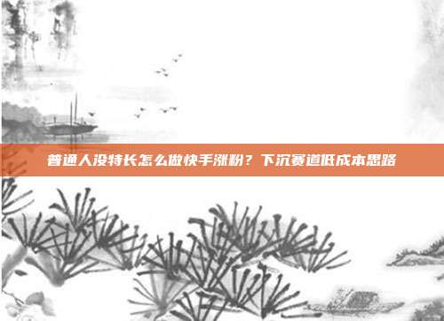普通人没特长怎么做快手涨粉?下沉赛道低成本思路