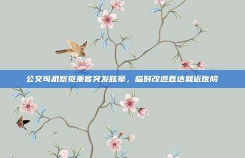 公交司机察觉乘客突发眩晕,临时改道直达就近医院