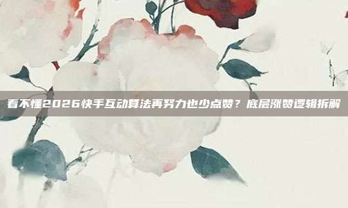 看不懂2026快手互动算法再努力也少点赞？底层涨赞逻辑拆解