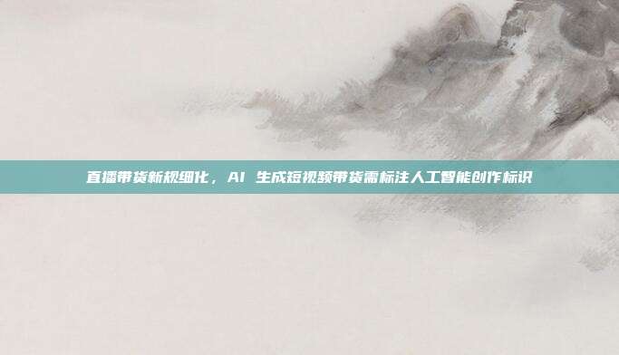 直播带货新规细化,AI 生成短视频带货需标注人工智能创作标识