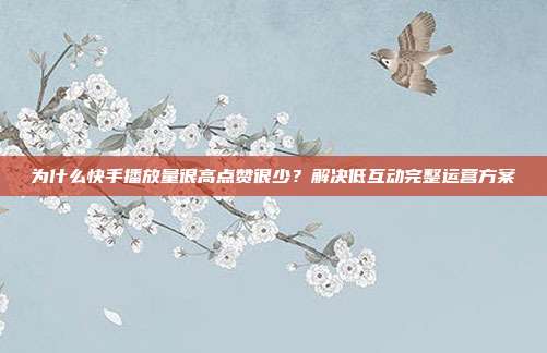 为什么快手播放量很高点赞很少？解决低互动完整运营方案