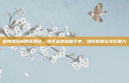 微博排名粉购买网站,快手点亮自助下单,提升你的社交影响力