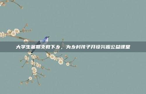 大学生暑期支教下乡，为乡村孩子开设兴趣公益课堂