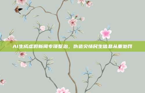 AI生成虚假新闻专项整治,伪造灾情民生信息从重处罚