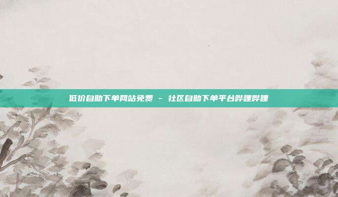 低价自助下单网站免费 - 社区自助下单平台哔哩哔哩
