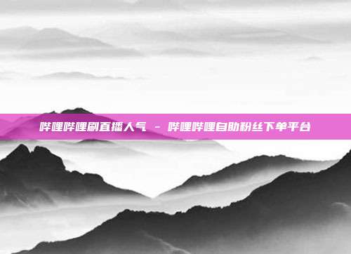 哔哩哔哩刷直播人气 - 哔哩哔哩自助粉丝下单平台