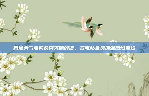 高温天气电网负荷突破峰值，变电站全员加强值班巡检
