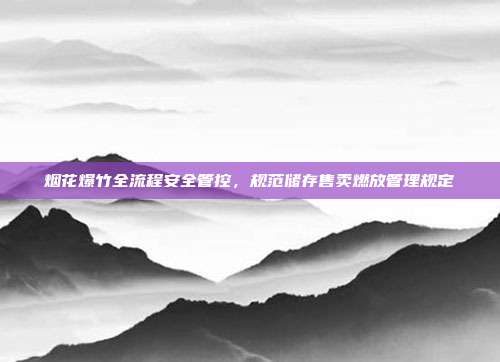 烟花爆竹全流程安全管控，规范储存售卖燃放管理规定
