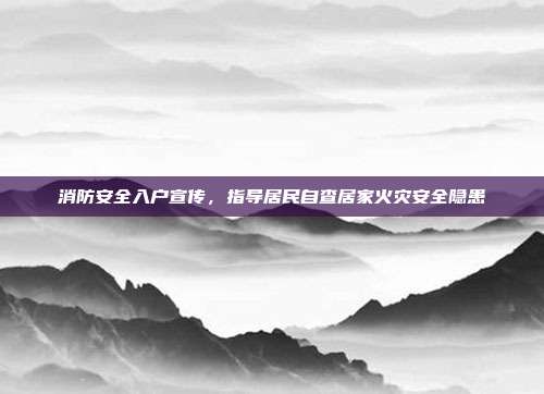 消防安全入户宣传，指导居民自查居家火灾安全隐患