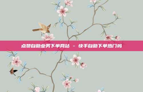点赞自助业务下单网站 - 快手自助下单热门吗