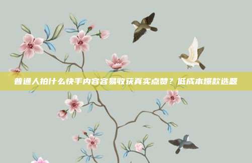 普通人拍什么快手内容容易收获真实点赞？低成本爆款选题
