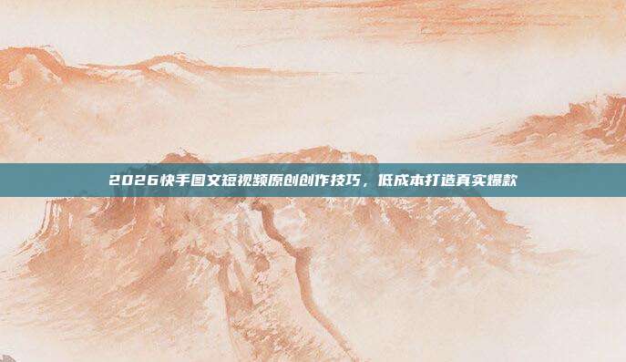 2026快手图文短视频原创创作技巧，低成本打造真实爆款