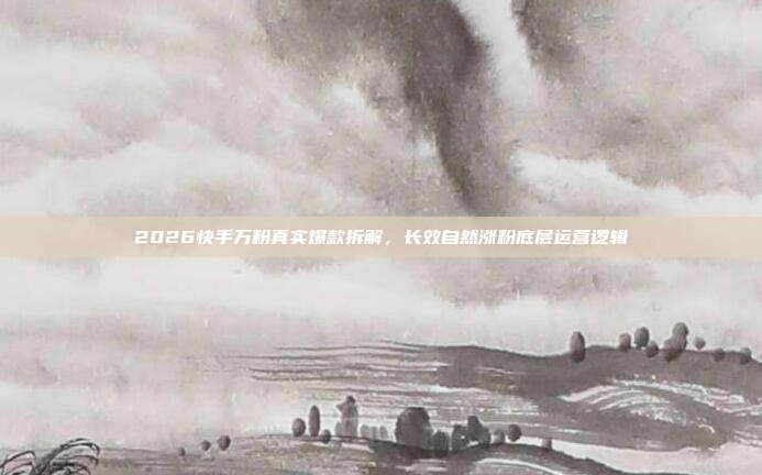 2026快手万粉真实爆款拆解，长效自然涨粉底层运营逻辑