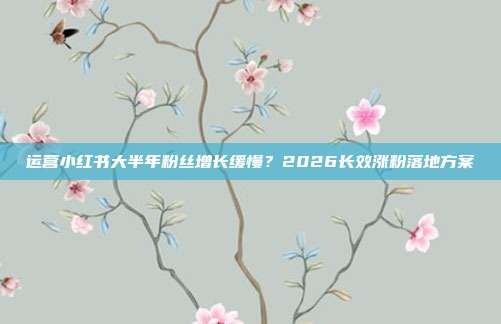 运营小红书大半年粉丝增长缓慢？2026长效涨粉落地方案