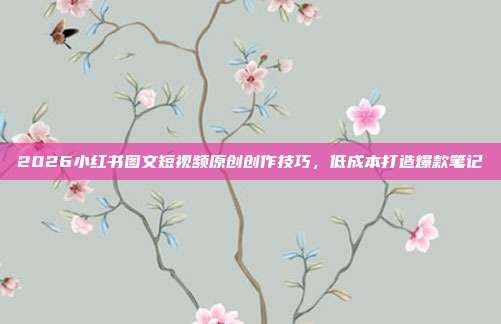 2026小红书图文短视频原创创作技巧，低成本打造爆款笔记