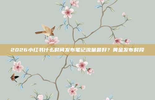 2026小红书什么时间发布笔记流量最好？黄金发布时段