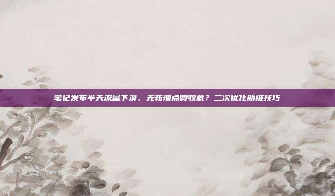 笔记发布半天流量下滑，无新增点赞收藏？二次优化助推技巧