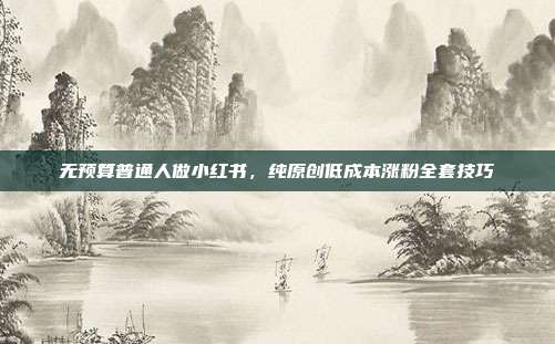 无预算普通人做小红书，纯原创低成本涨粉全套技巧