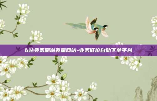 b站免费刷浏览量网站-业务低价自助下单平台