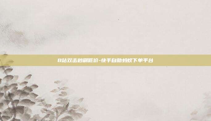 B站双击秒刷低价-快手自助蚂蚁下单平台