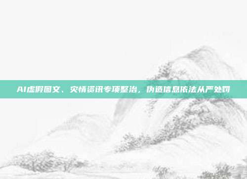 AI虚假图文、灾情资讯专项整治,伪造信息依法从严处罚