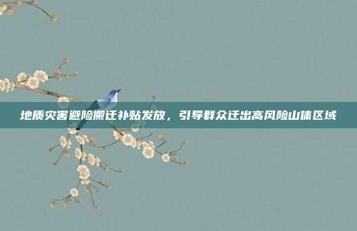 地质灾害避险搬迁补贴发放，引导群众迁出高风险山体区域