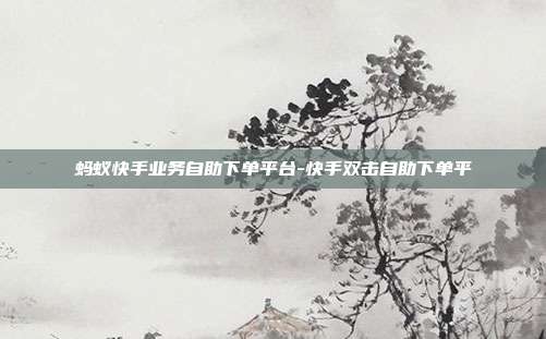 蚂蚁快手业务自助下单平台-快手双击自助下单平