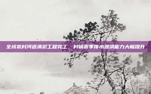 全域农村河道清淤工程完工，村镇雨季排水泄洪能力大幅提升