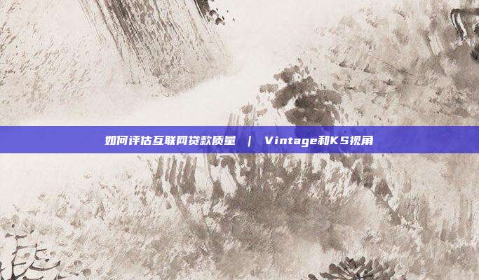 如何评估互联网贷款质量 | Vintage和KS视角