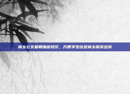 城乡公交暑期加密班次,方便学生往返城乡探亲出游