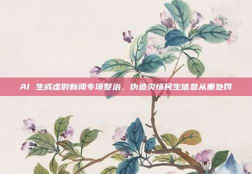 AI 生成虚假新闻专项整治,伪造灾情民生信息从重处罚