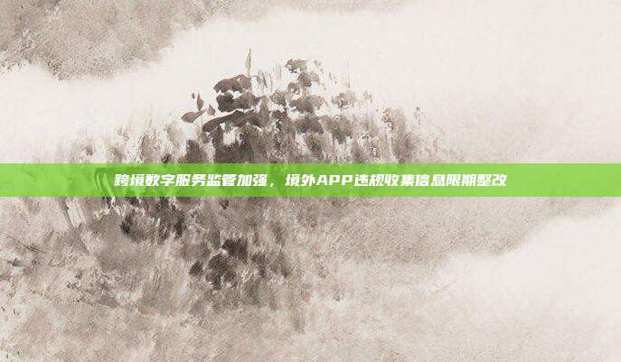 跨境数字服务监管加强,境外APP违规收集信息限期整改